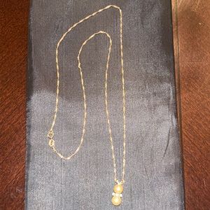 Vintage 14k yellow gold 585 necklace and 14k gold pearl and diamond pendant.